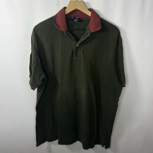 Vtg Lands' End Top Men Size Large Brown Cotton Collared‎ Short Sleeve Polo Shirt